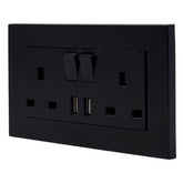 13A 2-Gang Switched Socket with 2 Outlet USB Type A